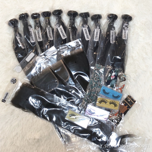 Free Shipping 10 Bundels Bulk Virgin Hair With Closure, Unprocessed Raw Hair Extensions, Wholesale Bundle Hair Vendors